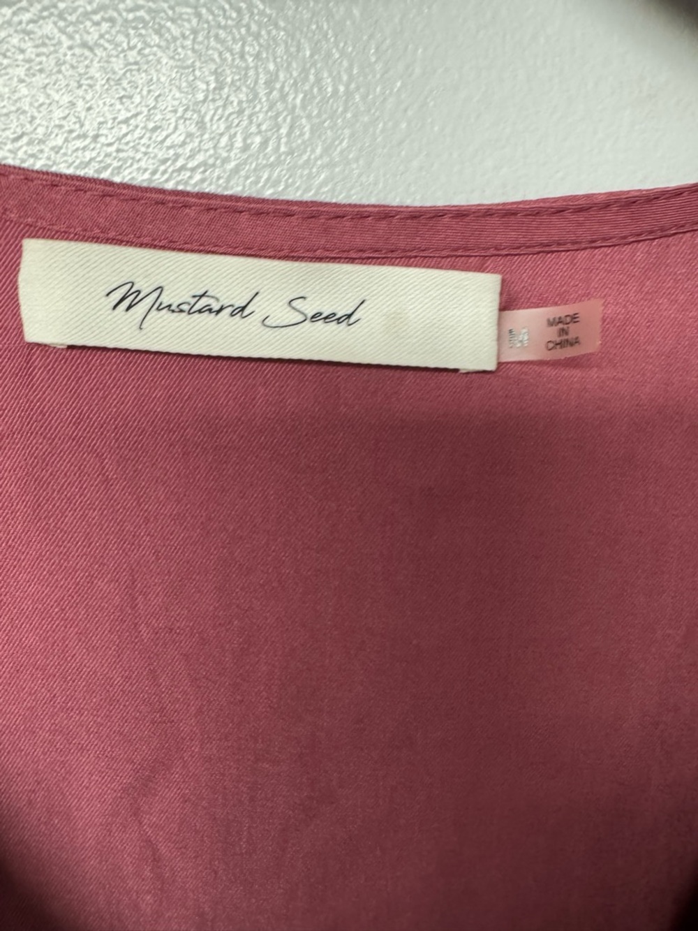Mustard Seed Womens Dress M Satin Babydoll Puff Sleeve V Neck Mini Pink Boho A5 - Picture 4 of 9
